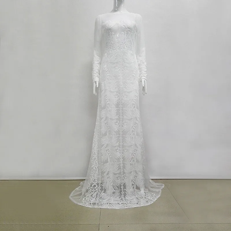 Robe De Soiree, сексуальное, иллюзионное, о-образный вырез, Русалка, вечернее платье,, очаровательное, кружевное, просвечивающее, длинный рукав, официальное, вечернее платье, vestidos