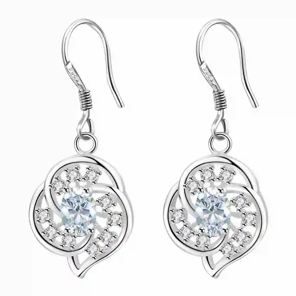 

Wedding Jewelry Design flower Crystal Earring drop Earring silver color Brincos Bijoux Jewelry AE1076