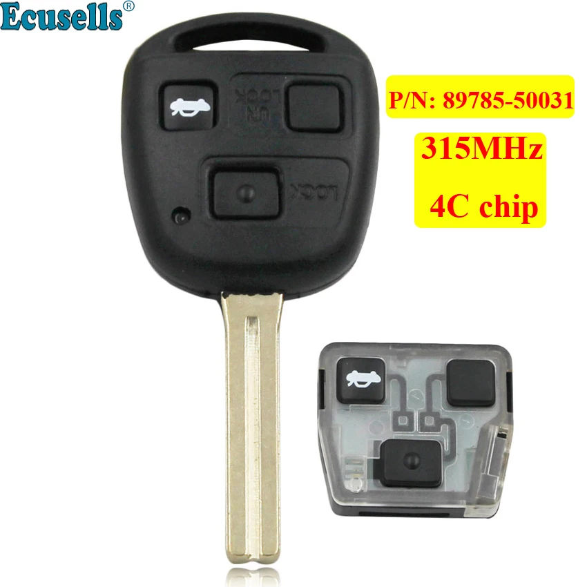 

3 Buttons 315MHz with 4C Chip Remote Key fob for Lexus ES300 GS300 GS400 GS430 LS400 IS300 RX300 with short blade