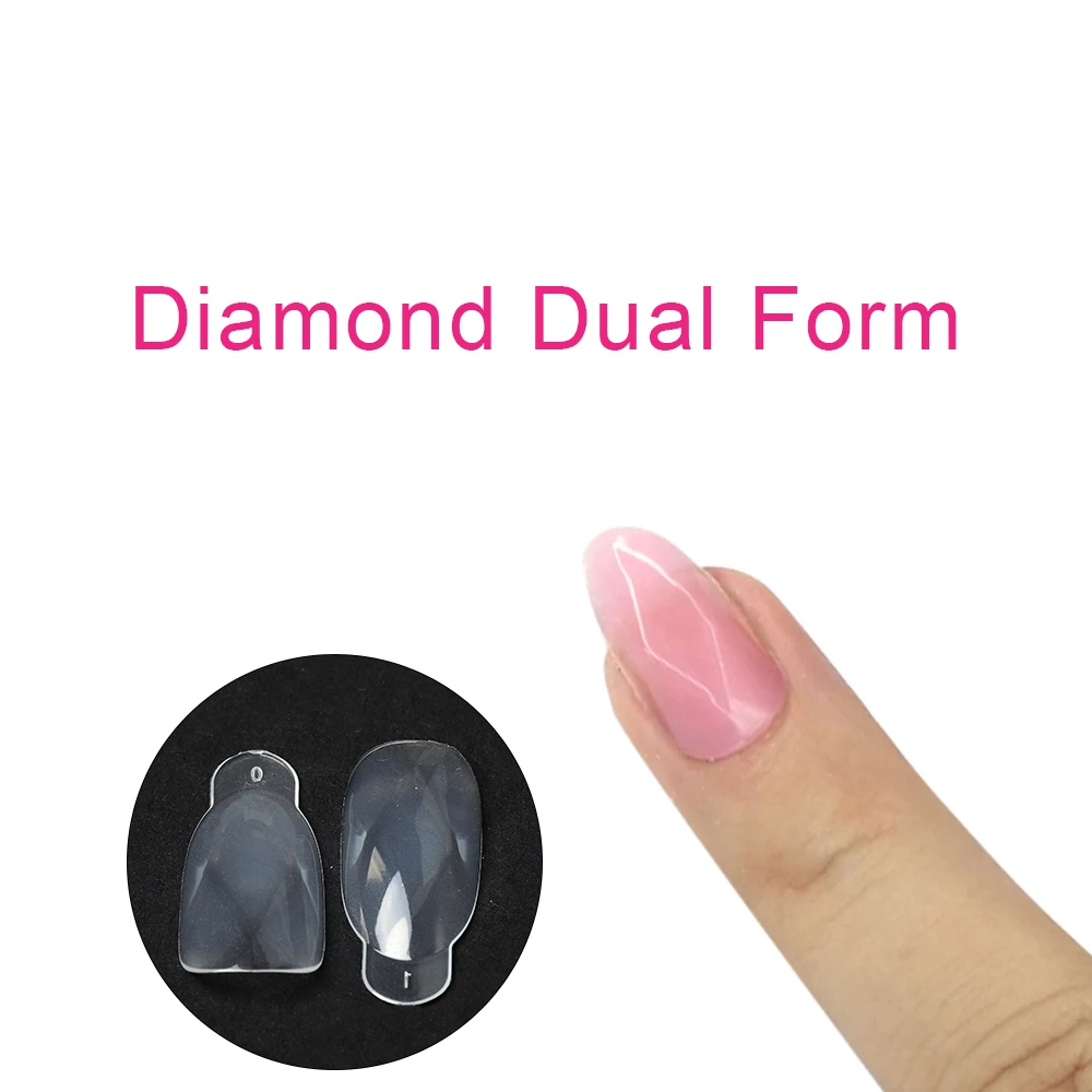 Diamond Crystal Dual Form Mold For Nail Art 120pcs/box Finger Extension Acrylic Tips UV Gel Extended Manicure Salon Set French