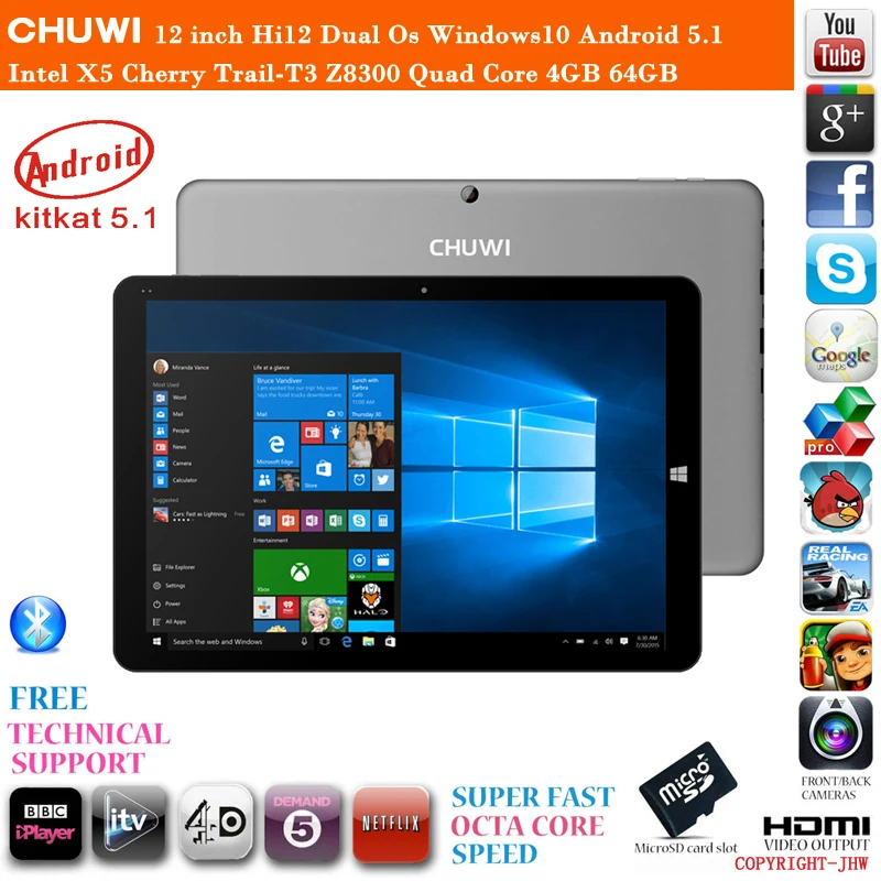 In Stock 12 inch Chuwi Hi12 Dual Os Windows10 Android 5 1 Cherry Trail T3 Z8300