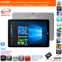 En Stock 12 pulgadas Chuwi Hi12 Windows10 de Doble Sistema Operativo Android 5.1 cereza Trail-T3 Z8300 Quad Core 4 GB RAM 64 GB ROM HDMI Tablet PC
