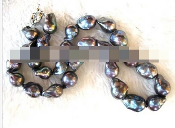 

hot sell- N1621 freshwater pearl black drop reborn keshi necklace 17" -Top quality free shipping