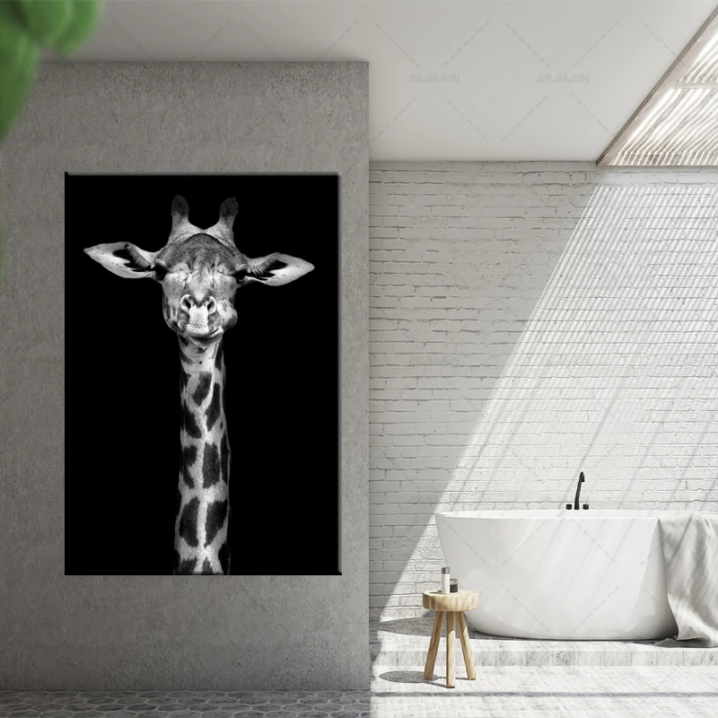 

Black White Elephant Giraffe Leopard Wall Art Canvas Painting Nordic Posters And Prints Wall Pictures For Living Room Home Decor