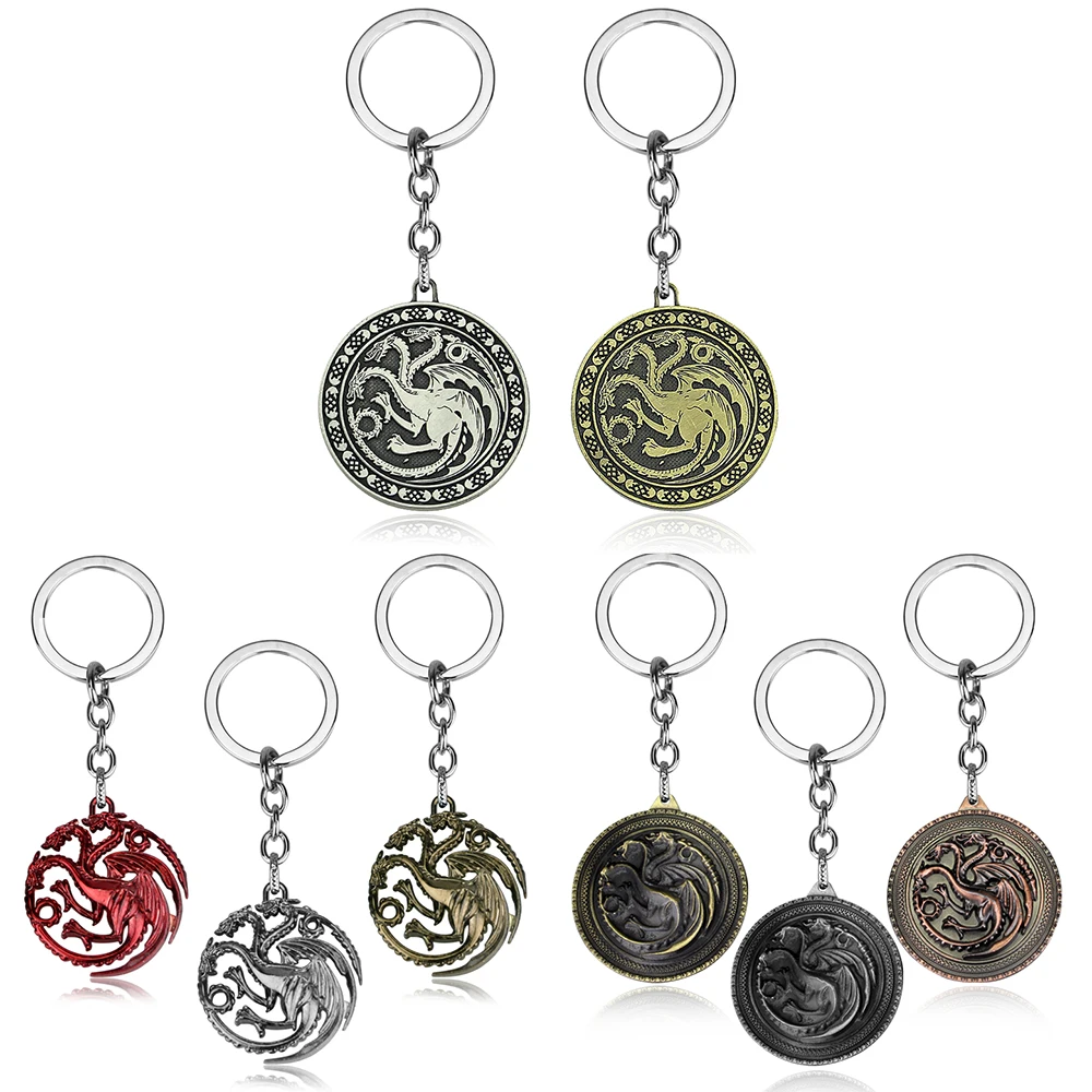 

Hot HBO TV Series Game Of Thrones Key Chain Holder House Targaryen Logo Keychains Keyrings Jewelry Gifts For Man Women Souvenir