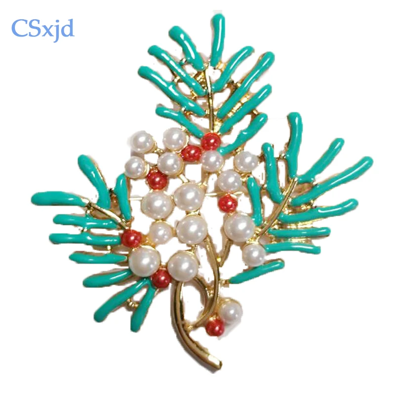 

CSxjd Imitation Pearl blue and red coral brooch for women wedding dress the pins and brooches 2017 christmas gift