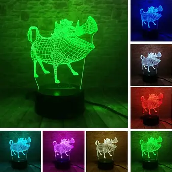 

Sus Scrofa Figure 3D Illusion LED Lamp Colourful Touch NightLight Flashing Desk Fairy Light Wild Boar Model Toys