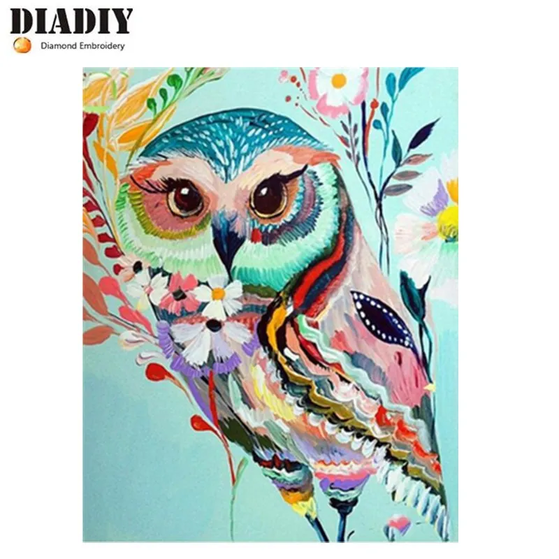 

5D DIY diamond painting colorful owl animal cross stitch DIY diamond embroidery mosaic New Year decoration
