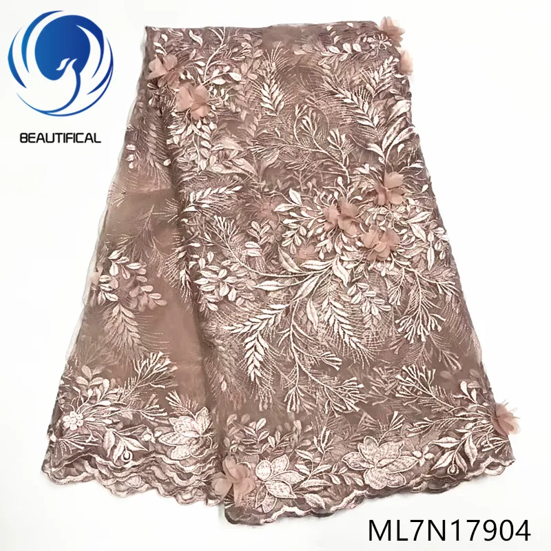

BEAUTIFICAL 3d Lace African Embroidery Tulle Lace Fabrics Flower 3d Lace For Evening Dress ML7N179