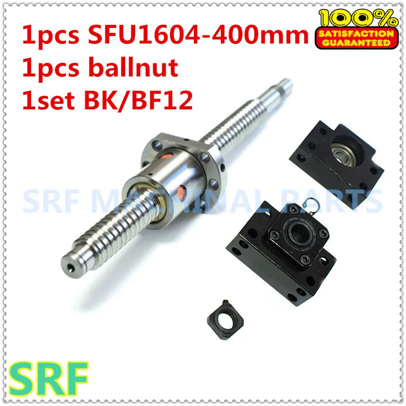 

16mm Rolled Ball Screw RM1604 set:1pcs SFU1604 L=400mm C7 with single ballnut+1set BK/BF Ballscrew end support CNC parts