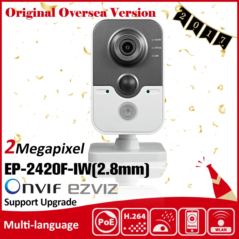  Hikvision DS-2CD2420F-IW(2.8mm) Original English Version IP Camera 2MP Support POE WIFI Mini Camera IP Camera P2P Onvif Hik HD 