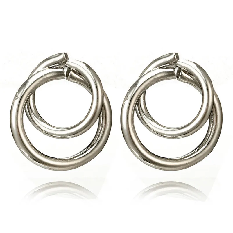 2018 Trendy stud earrings for Women Punk Tone Bamboo Bling Big Hoop Joint Hiphop Circle Pierced Earrings Brincos J04#N (2)