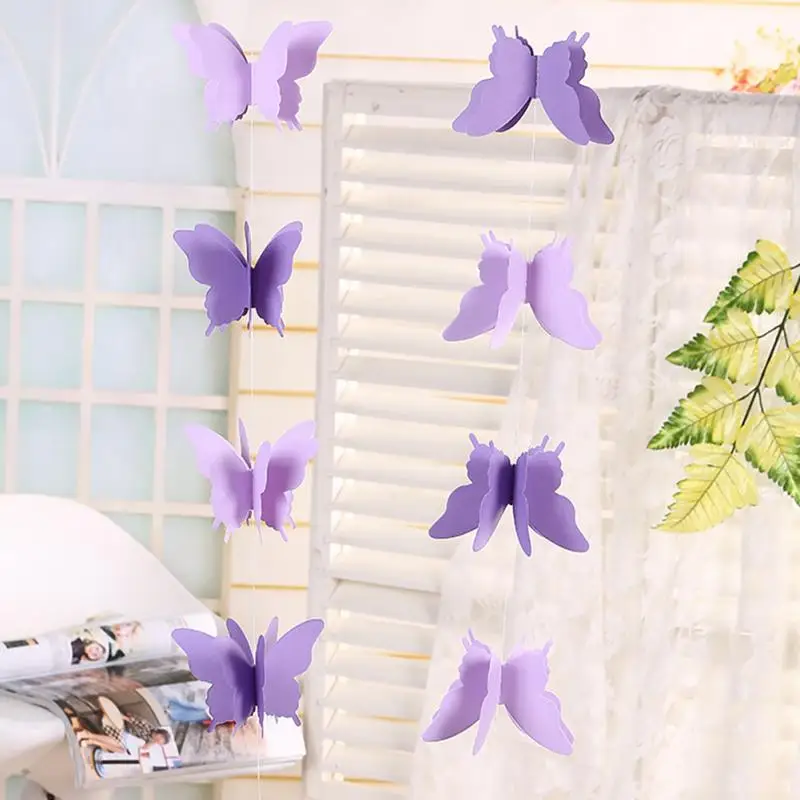Colorful Paper Garland Wedding Butterfly Hanging Birthday Party Banner 3D Decor Shopping Mall Shopwindow Decoration #06