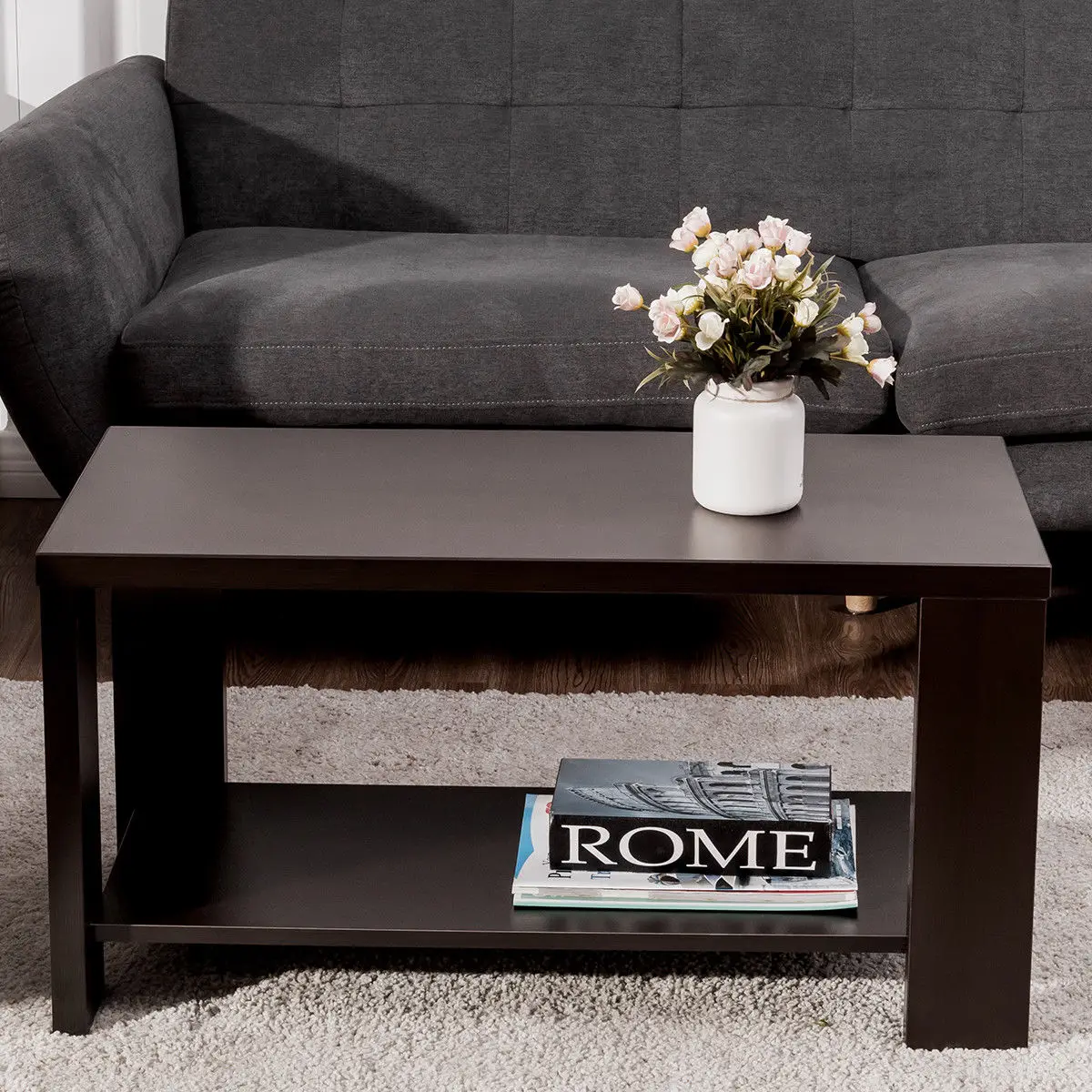 Giantex Coffee Table Rectangular Cocktail Table Wood Modern Living Room Furniture with Storage Shelf HW56758CF Giantex Coffee Table Rectangular Cocktail Table Wood Modern Living Room Furniture with Storage Shelf HW56758CF