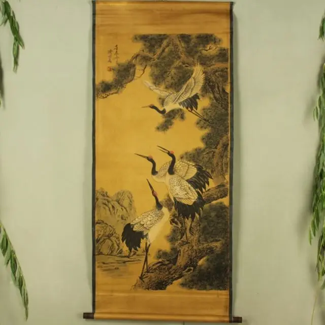 

China Antique Calligraphy and painting collection Four crane diagram