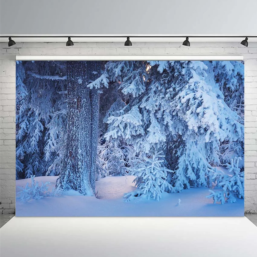 

Winter White Snow Tree Backdrop Christmas Wonderland Photography Background Snowflake Bokeh Glitter Forest Portrait Backdrops