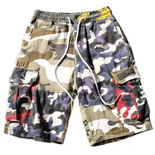 Апрель Момо для мужчин повседневное камуфляж шить шорты для женщин хип-хоп уличный стиль бренд свободные камуфляжные шор