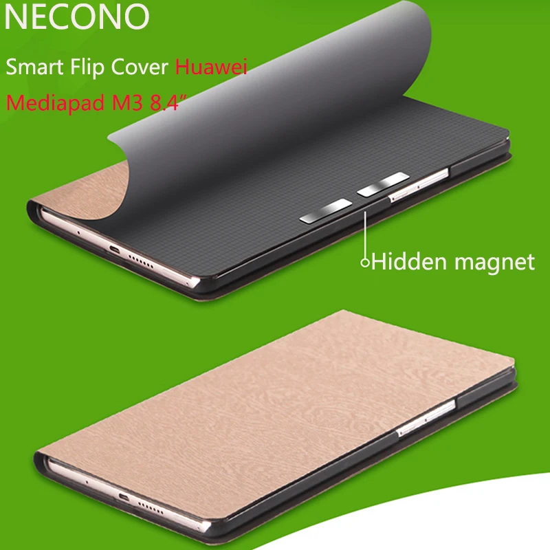 

Huawei Mediapad M3 8.4"Tablet Case,wood pattern PU Leather+PC Smart sleep wake-up Function Flip Case+Hidden magnet Stand Cover
