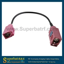 Superbat Fakra Женский Джек "D" прямо в Fakra Джек "H" прямой помощью соединительного кабеля RG174 15 см