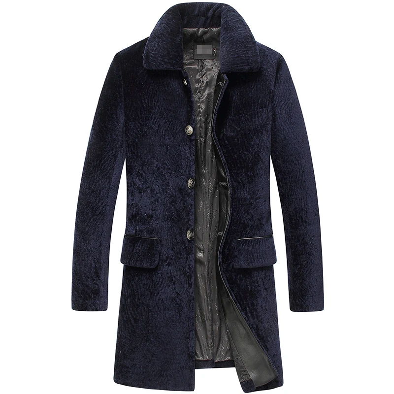 

Leather suede sheepskin coat genuine leather winter men wool fur one piece genuine leather jacket outerwear NPI 60403-2