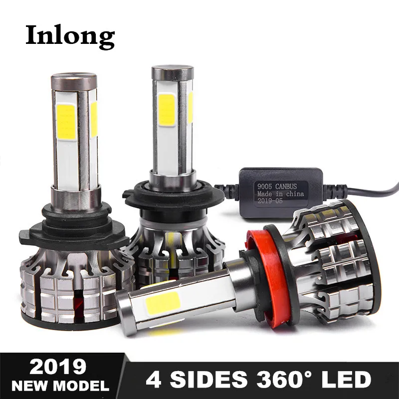 

Inlong 4 Sides 2 Pcs H7 Led Bulbs No Error H4 led Canbus H11 LED Lamps h8 HB3 9005 HB4 9006 H9 80W 14000LM Auto Fog Lights 6000K