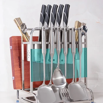 

304 stainless steel multi-function kitchen utensils shelf rack chopsticks kitchen knife holder cutting board LU4235