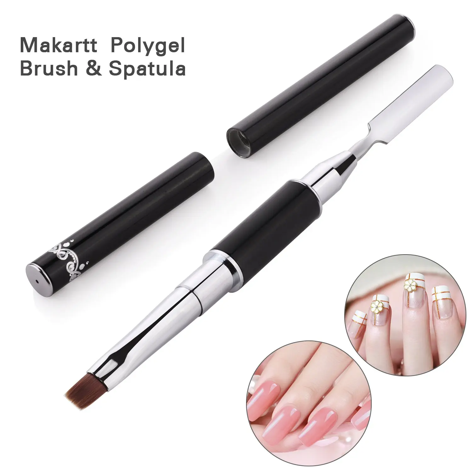 

AMSIC Polygel Brush & Picker Dual-Ended Nail Brush Polygel Slice Tool for Acrylic UV Nails Extension