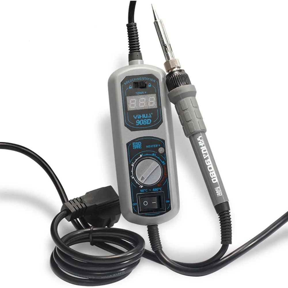 

YiHua 908D soldering iron station mini pockeat Adjustable thermostat soldering station+ holder