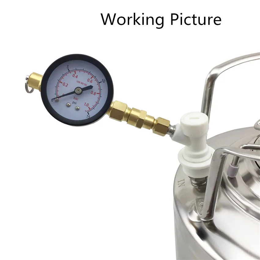 Co2 charger Pressure Relief Valve with Gauge, 0~15 psi Pressure valve With Threaded Gas Ball Lock Disconnect For Beer brew Keg (1)