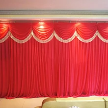 Свадебные фонов с кисточкой 20ft(Ш) x 10FT(H) шелк льда элегантные красные вечерние Задний план Шторы 3 м* 6 м для Свадебные украшения
