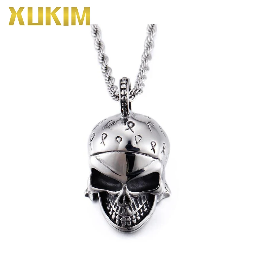 

SSP Xukim Jewelry Custom Logo Stainless Steel Skull Pendant Necklace