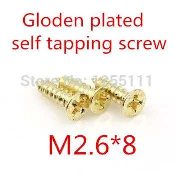 

500 Pcs/Lot M2.6X8 steel with brass self tapping screw cross recessed phillips countersunk self tapping screw