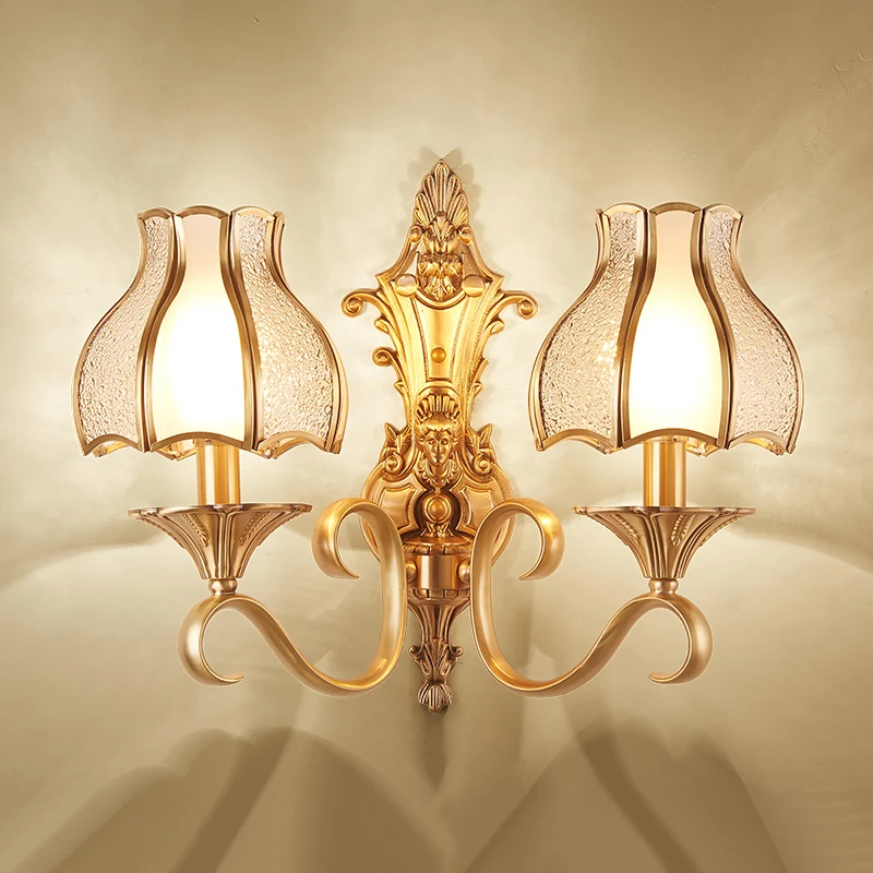 

LED full copper wall lamps living room bedroom bedside wall light European simple European corridor aisle stair wall sconce ZL69