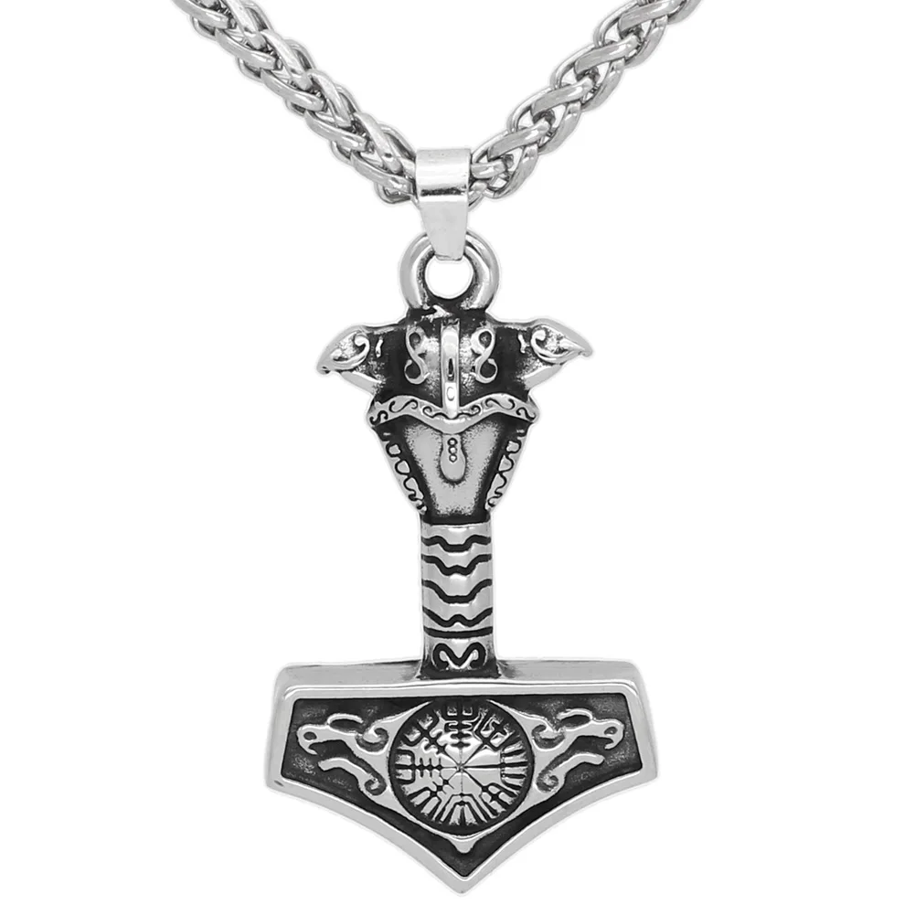 Скандинавский Викинг thor hammer Mjolnir Vegvisir из нержавеющей стали odin шлем кулон с