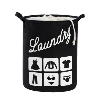 

Nice Waterproof Laundry Clothes Basket Letter Printing Storage Baskets Cotton Linen Folding Box Space Saving Organization #30