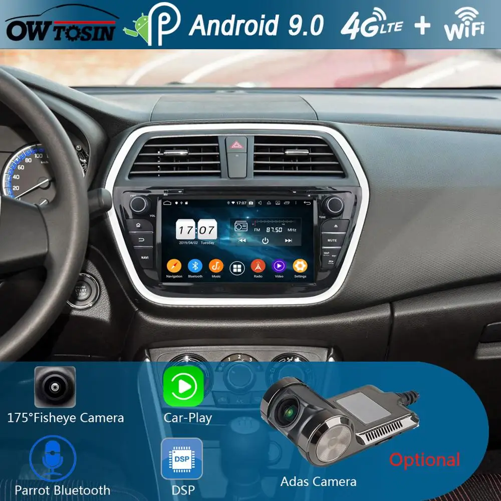 Clearance 8" IPS 1920*1080 8Core 4GB RAM+64GB ROM Android 9.0 Car DVD Player For Suzuki SX4 S-CROSS 2014 2015 DSP Radio GPS Parrot BT Adas 1