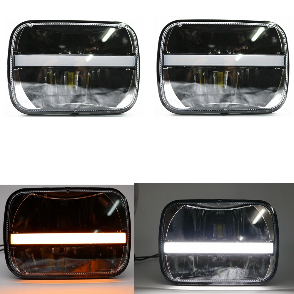 

2x New LED 5" X 7" LED Headlight Replacement for Jeep Cherokee XJ Trucks 7x6 LED Headlights HID Light With DRL Amber Turn signal