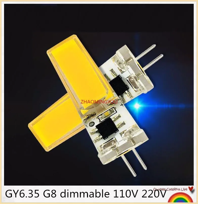 10 шт. LED COB Вт GY6.35 G8 110 В 220 диммируемая Светодиодная лампа cob2508 g6.35 кристальная