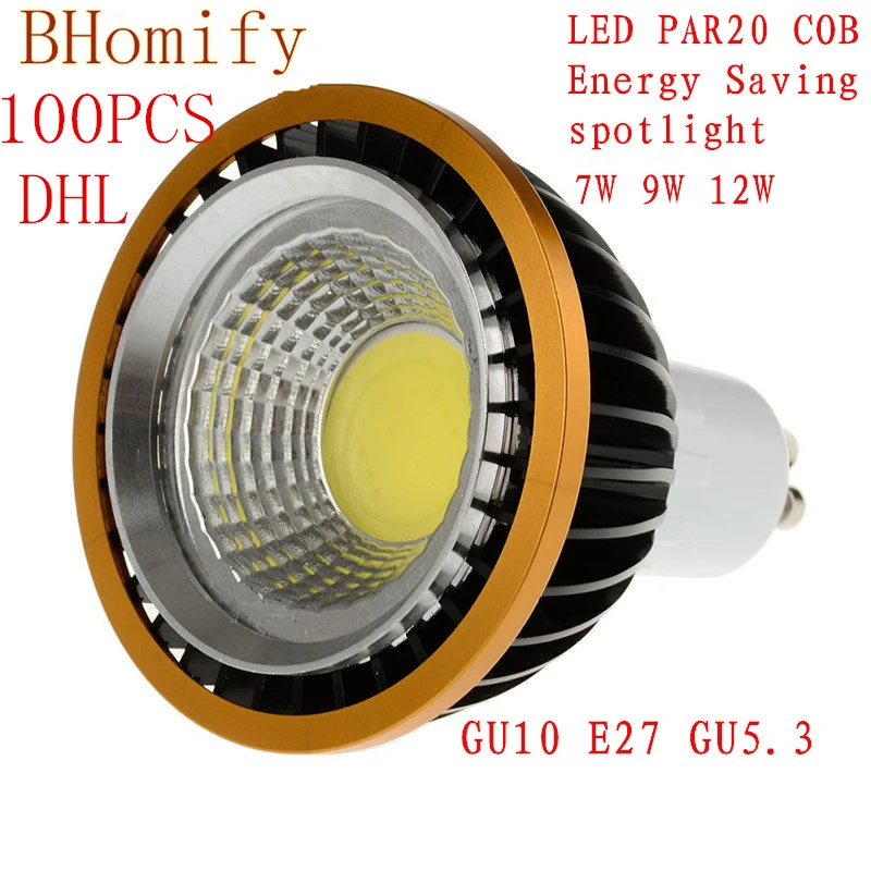 

100x LED Spotlights COB spot PAR20 Bulb 220V dimmable GU10 GU53 E27 7W 9W 12W bulb LED P20 Lamps Warm/Pure/Cold White Spot light