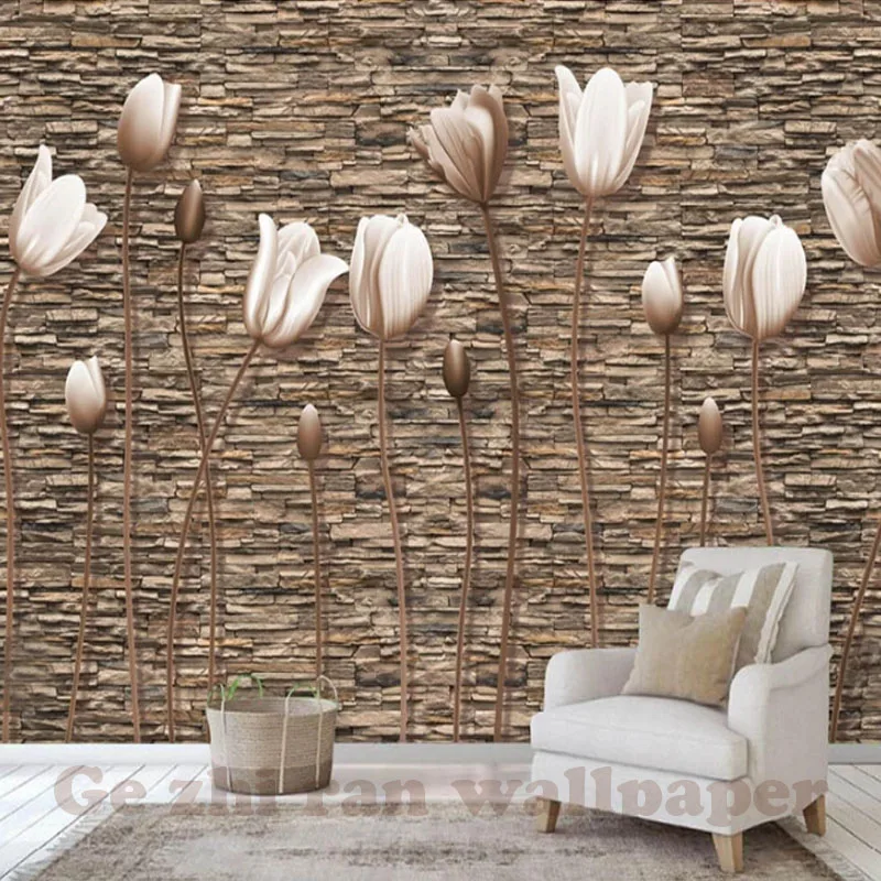buy Custom 3D Photo Mural Wallpaper Nostalgia and retro Stone wall brick livingroom bedroom TV sofa backdrop WallPaper Home Decor