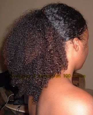 African Clip In Jet Black Afro Puff Kinky Curly Celebrity Clip In