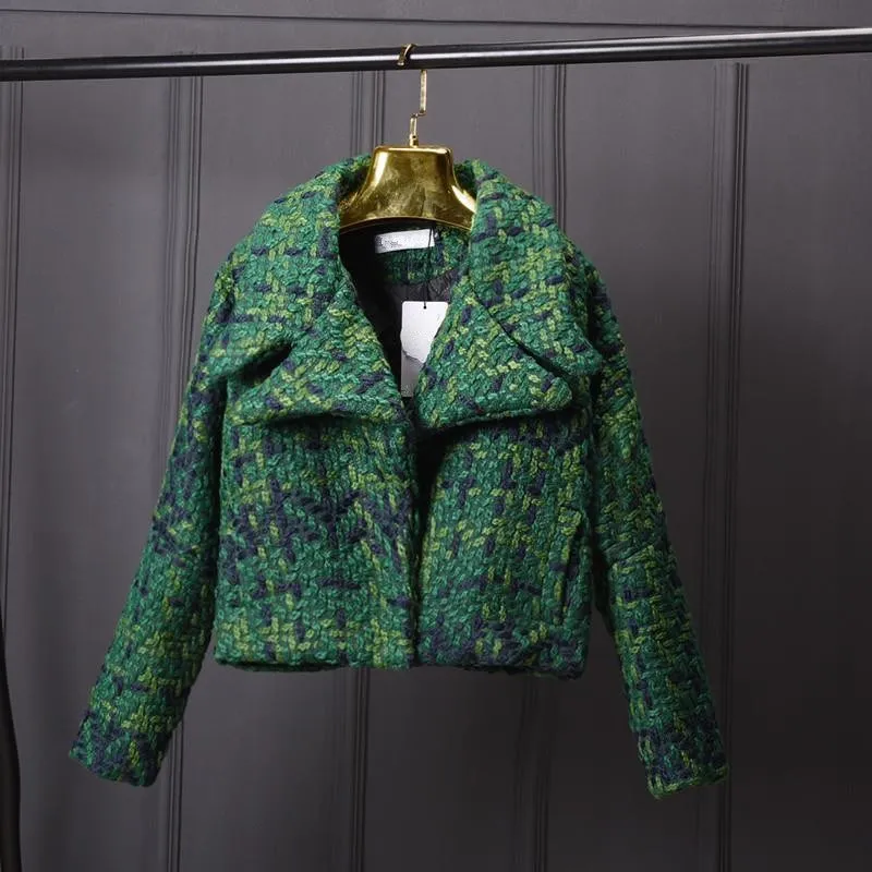 2018 Autumn Winter New Women Plaid Woolen Coat Fashion