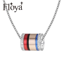 Floya Interchangeable Pendant Necklaces Rhinestone Slide Pendant for Women Charm Necklace Femme Combination Original Design lelady crystal necklace original design women pendant