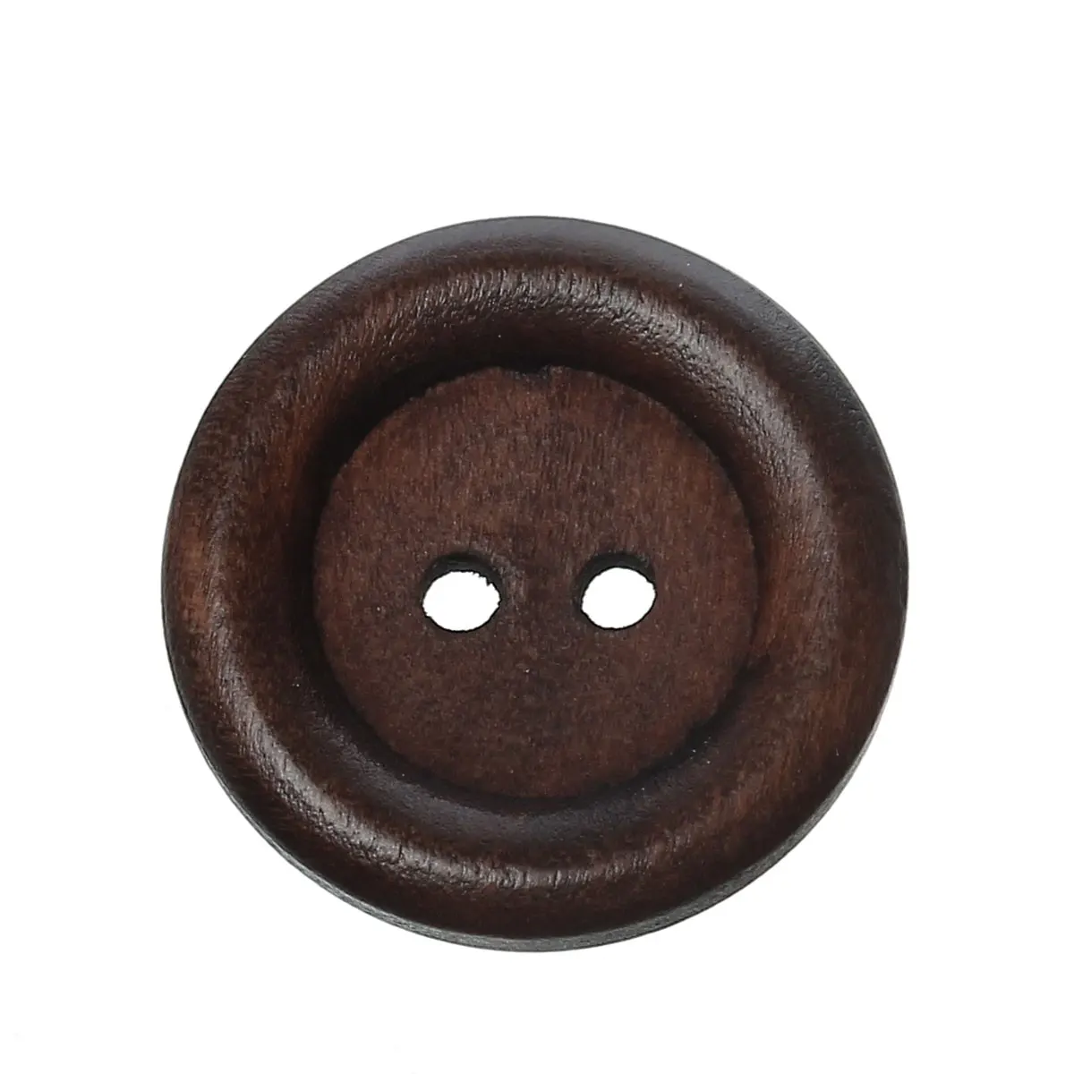 DoreenBeads Wood Sewing Button Scrapbooking Round Dark Brown Two Holes