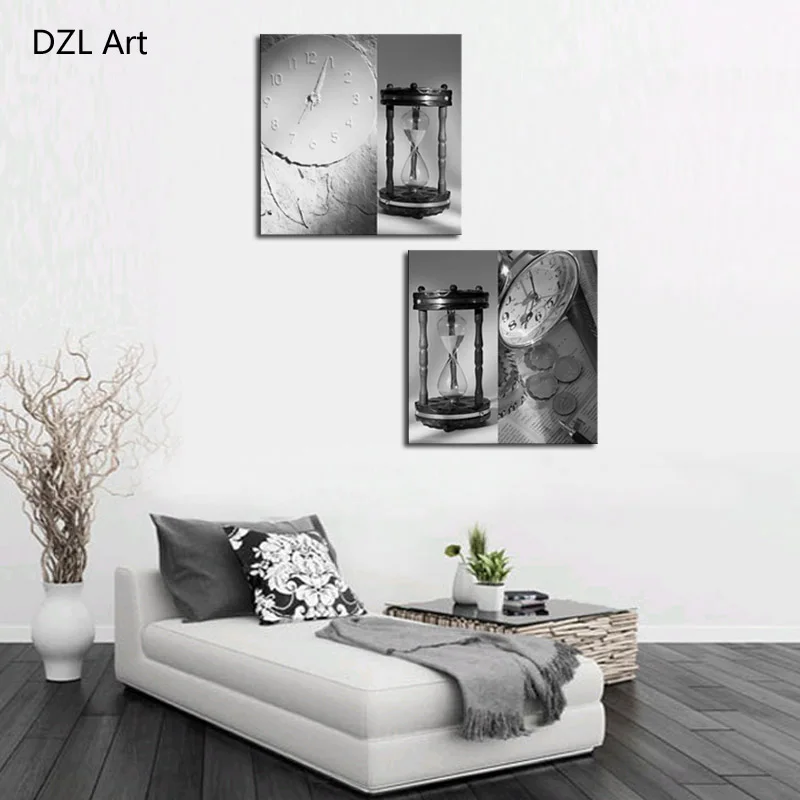 

Unframed 2 sets Abstract Sand Clock Modern Canvas Wall Art Home Wall Decor HD Picture Print Painting On Canvas Artworks