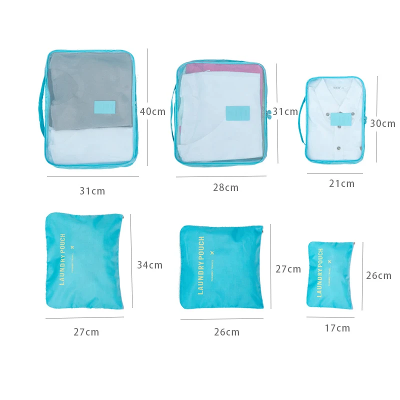 6 шт./компл. сумка органайзер для путешествий сумки портативный органайзер для одежды водонепроницаемый чехол для белья чемодан упаковка мешок сумка для хранения