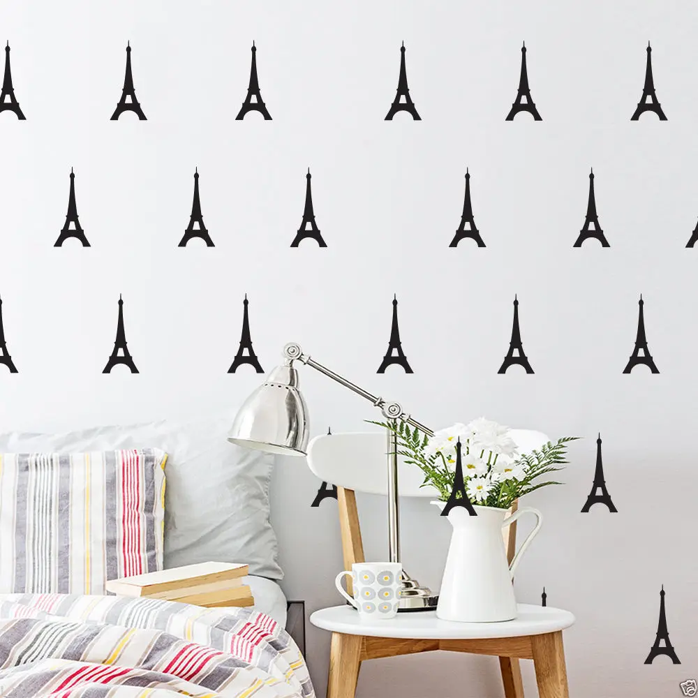 

Little Eiffel Tower Decal 56 Pcs Removable DIY Wall Stickers Vinyl Decals for Kids Room Boys Home Decoration Stickers Y-103