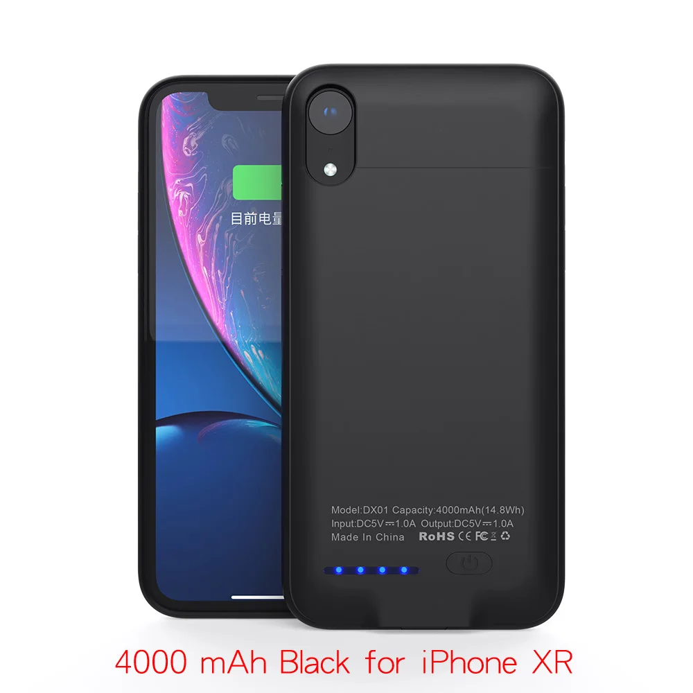 Чехол для зарядного устройства KEYSION 4000/5000 мАч для iPhone XS MAX XR X аккумулятор power Bank переносной заряжающий чехол для iPhone XR - Цвет: Black for iPhone XR