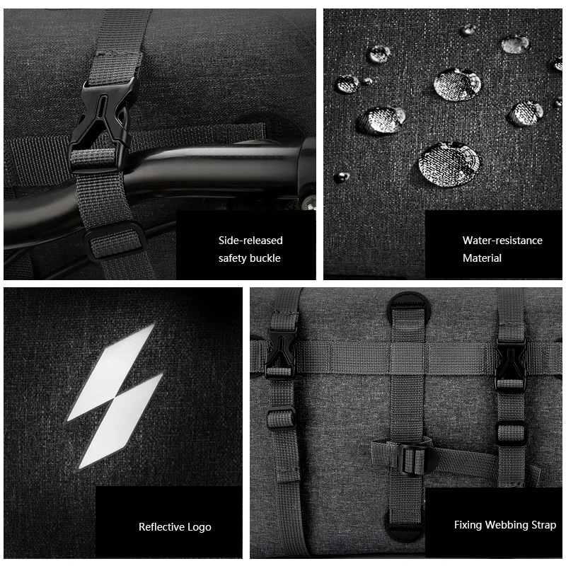 Top ROSWHEEL 112008 Reflective Cycling Mountain Road Bicycle 5L Bike Handlebar Bag Front Frame Top Tube Pannier Pouch Roll-up Design 2