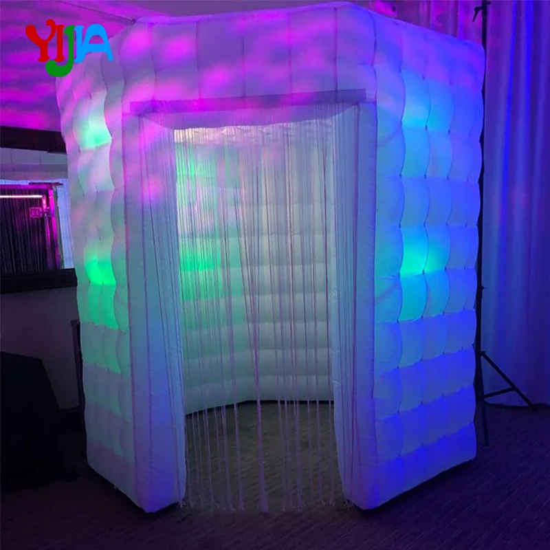 

2.5m Two Doors Nice Octagon Inflatable Photo Booth backdrop With LED lights and Inner Air blower Tent For Wedding, Party, Event